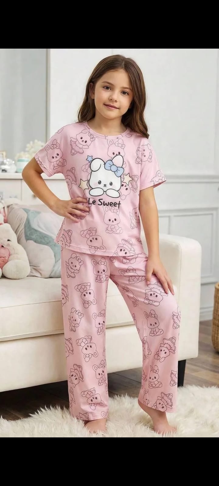 Sweet Bear Half Sleeve Printed Night Suit (7-16 Years)