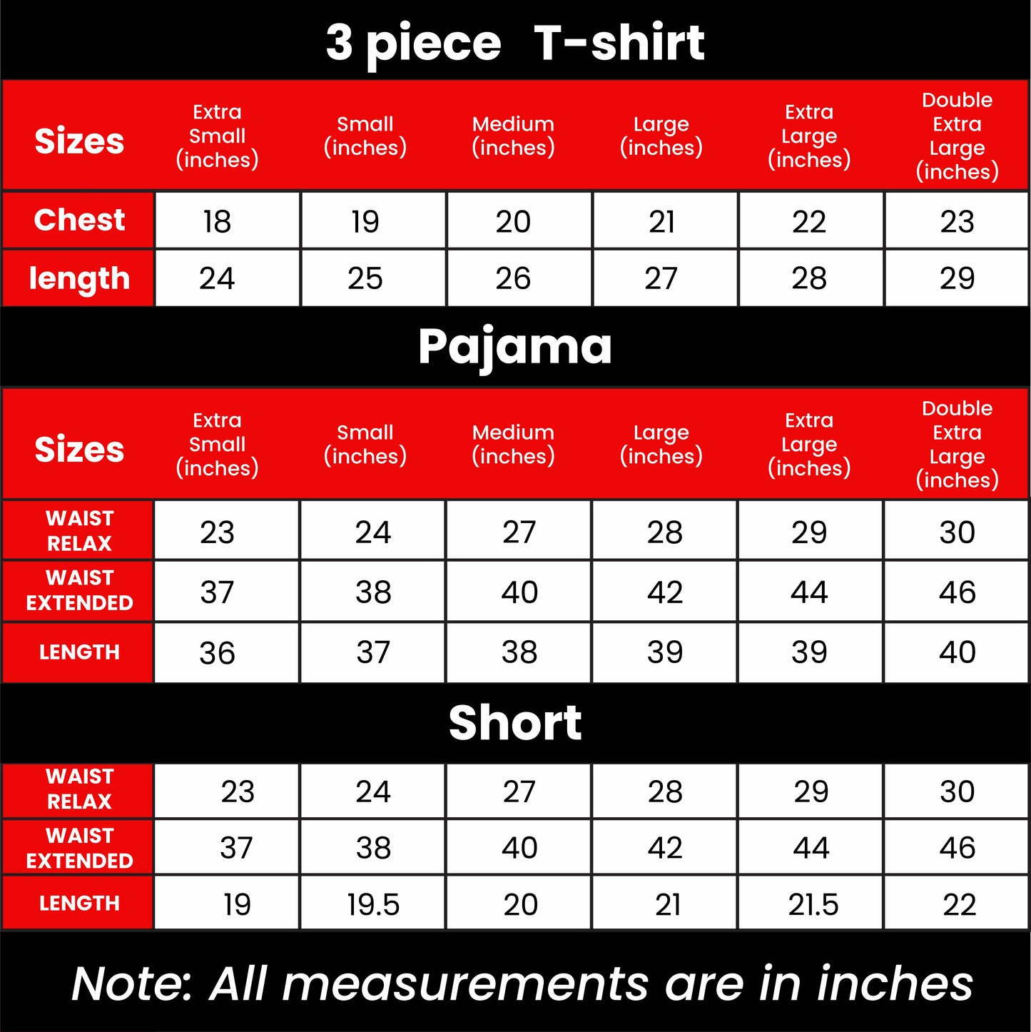 3 Piece Love Bear Nightwear