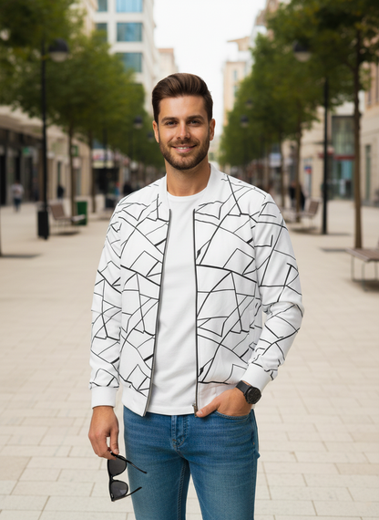 Winter Geo Printed Jacket For Men