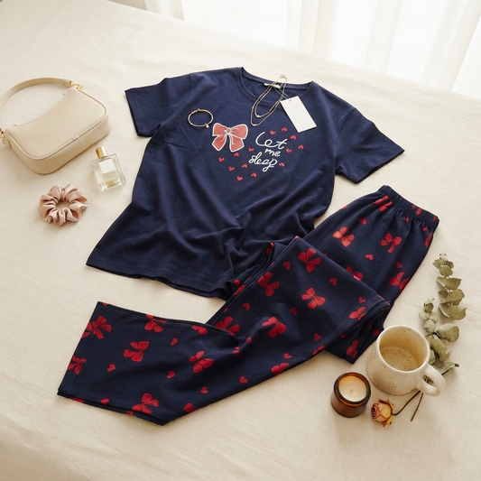 Purple Let Me Sleep Printed Night Suit