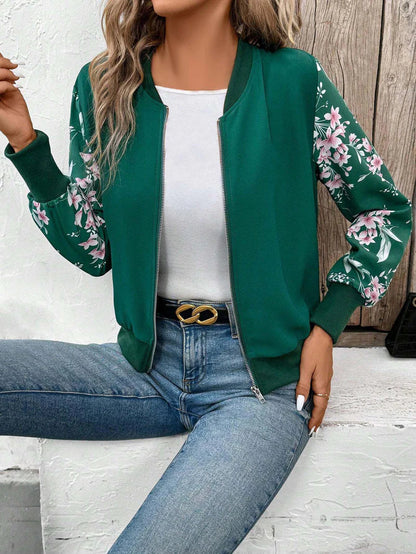 Winter Fleece Floral Printed Jacket For Women