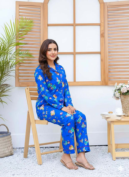Imported Linen Printed Blue Skies PJ Set-LP7
