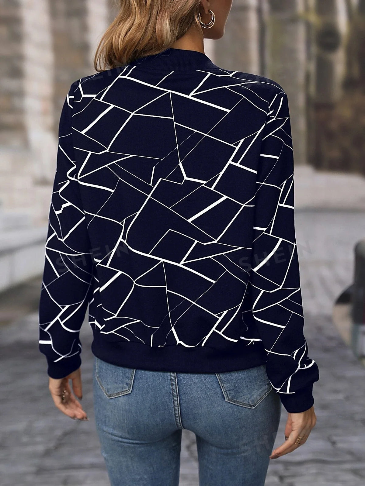 Winter Geo Printed Jacket For Women