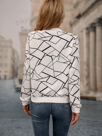 Winter Geo Printed Jacket For Women