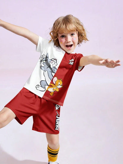 Red Tom & Jerry Half Sleeve Kids Suit (Each)