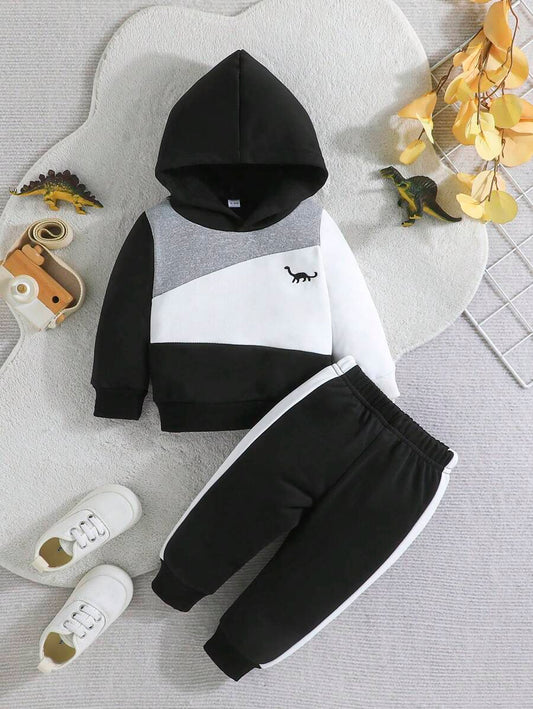 Black Panel Dinosaur Printed Kids Winter Suit (Each)