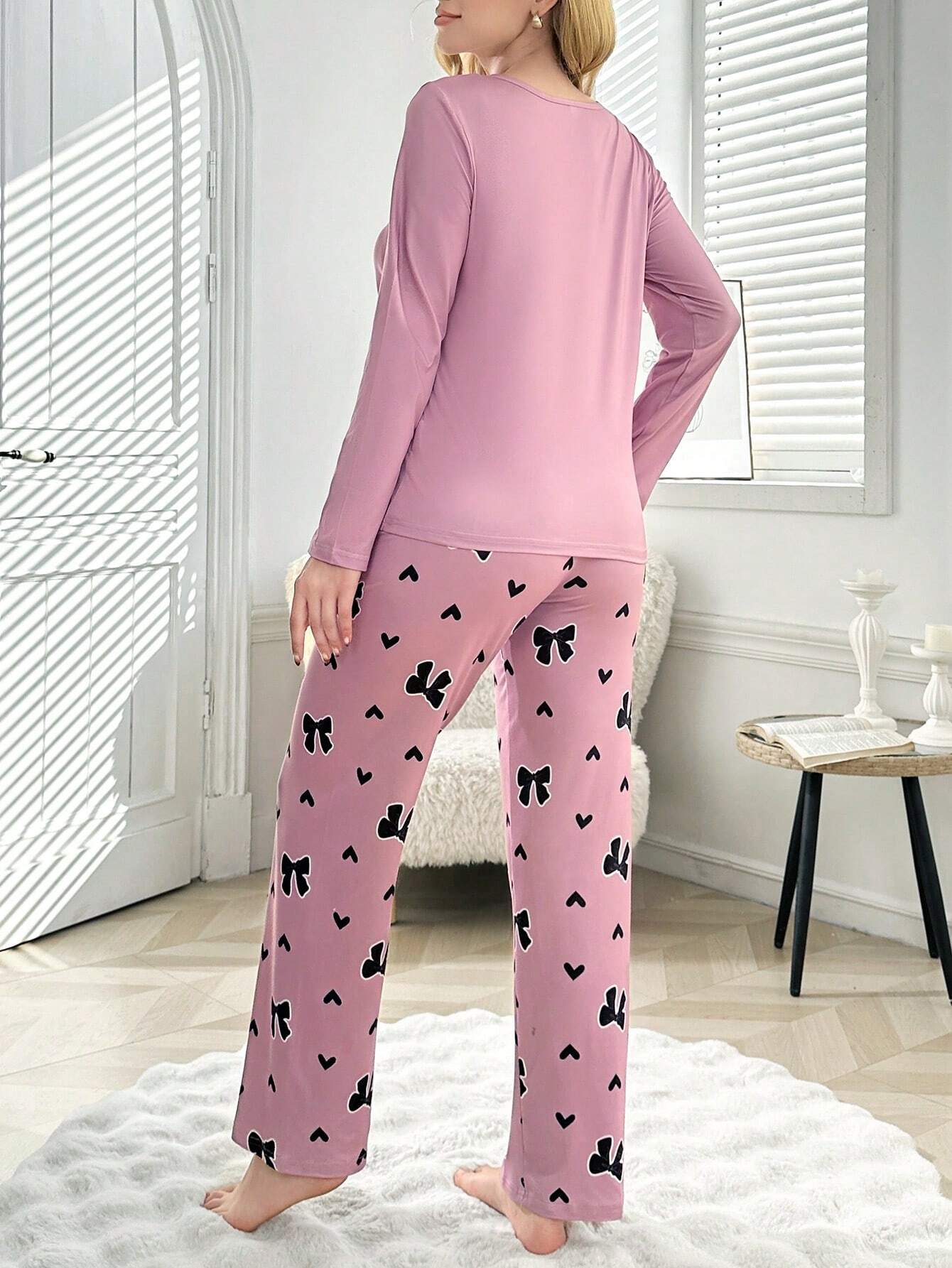 Pink let Me Sleep Printed Night Suit