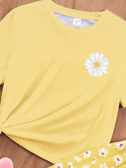Sunflower Printed Half Sleeve Night Suit (7-16 Years)