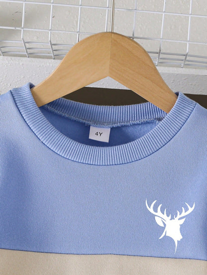Sky Blue Panel Printed Kids Winter Suit