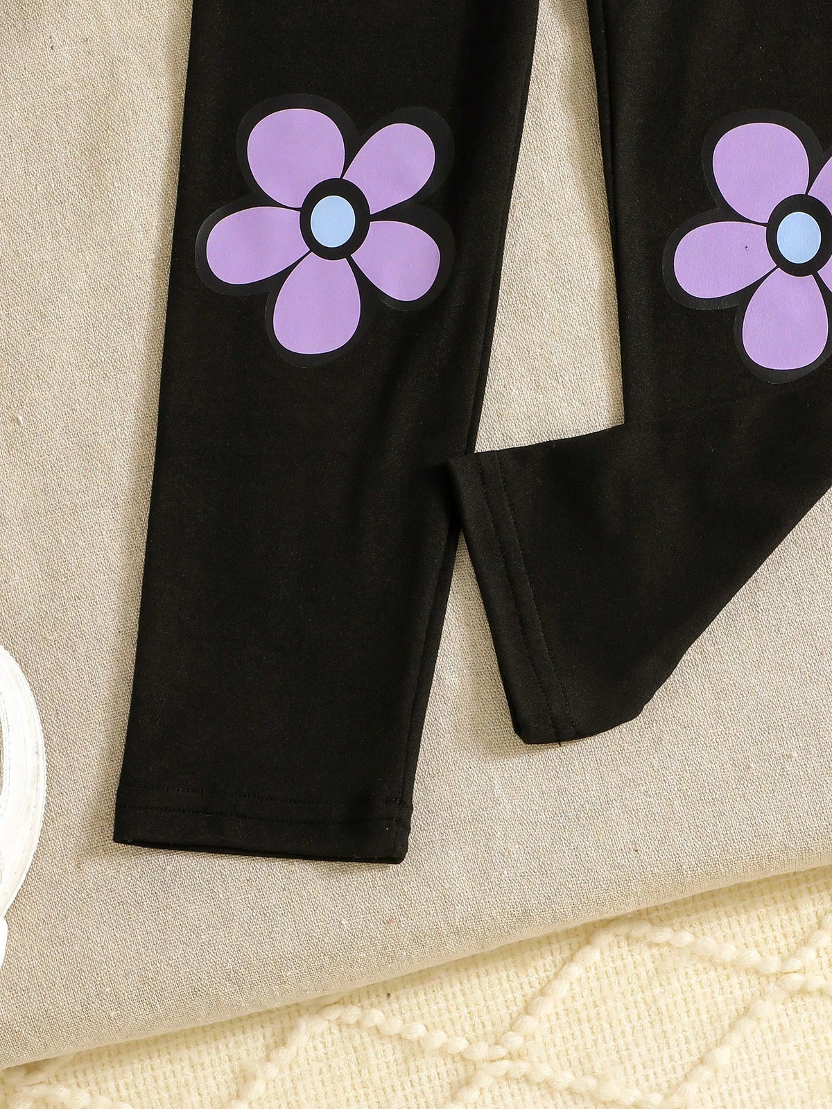 Purple Flowers & Heart Printed Kids Winter Suit