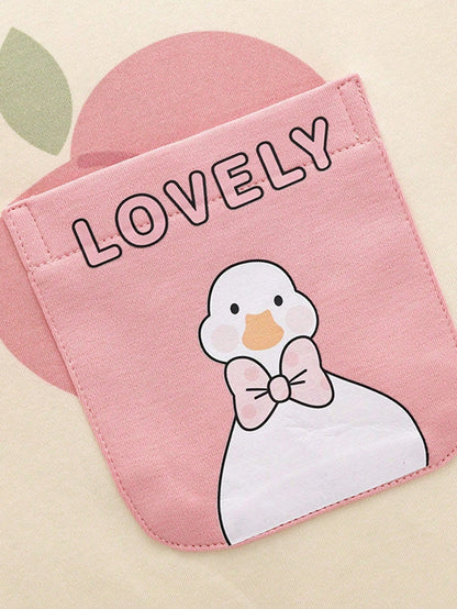 Pink Little Element V-Neck Button Printed Night Suit