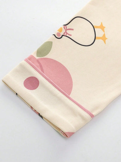 Pink Little Element V-Neck Button Printed Night Suit