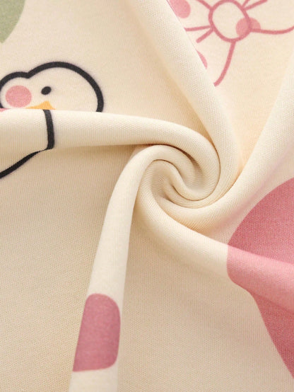 Pink Little Element V-Neck Button Printed Night Suit
