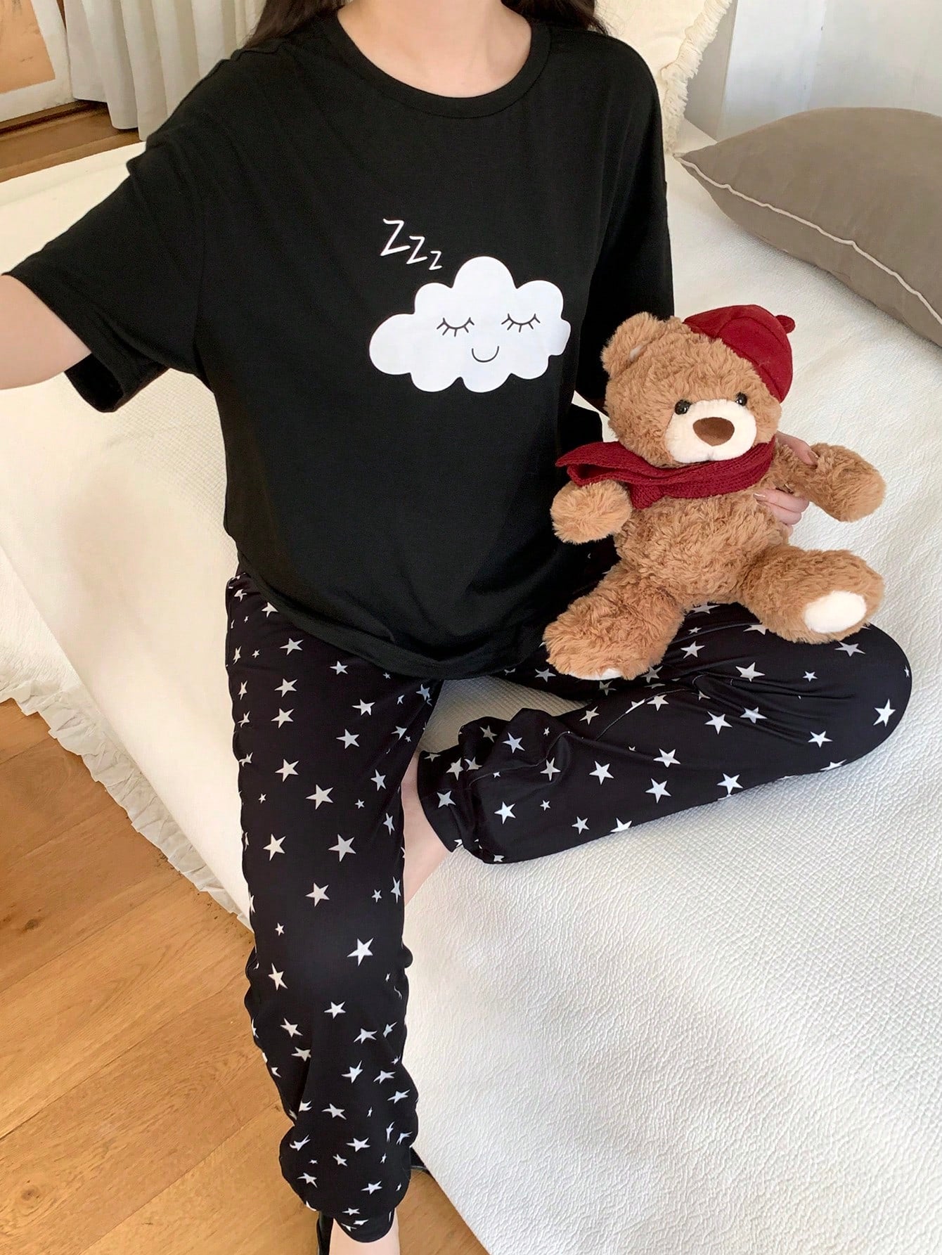 Cloud Half Sleeve Printed Night Suit (7-16 Years)