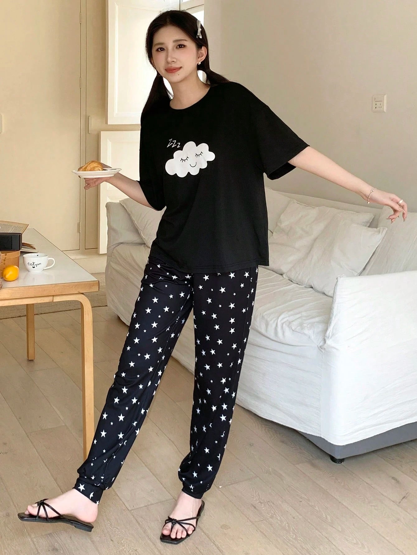 Cloud Half Sleeve Printed Night Suit (7-16 Years)