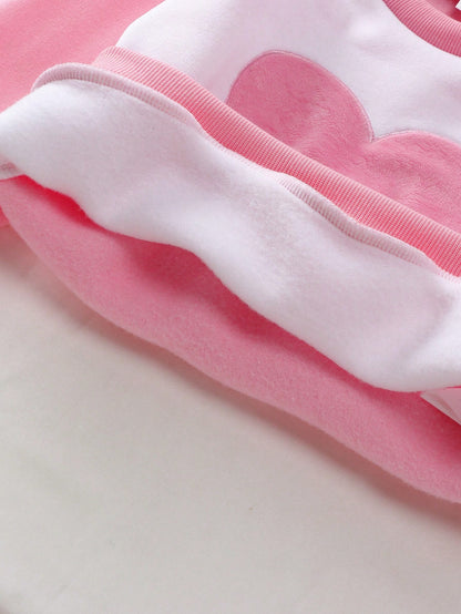 Pink Heart Printed Kids Winter Suit