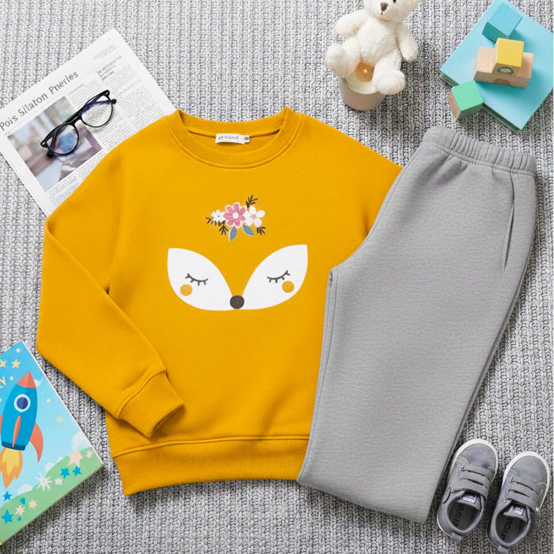 Yellow Fox Printed Kids Winter Suit (Each)