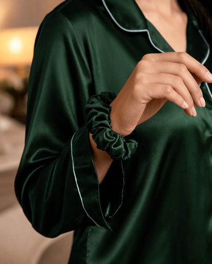Green Satin Silk Pj Set