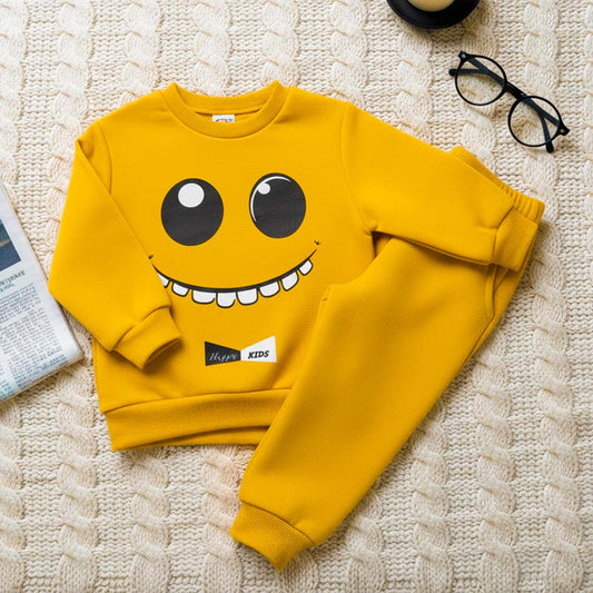 Yellow Smiley Printed Kids Winter Suit (Each)