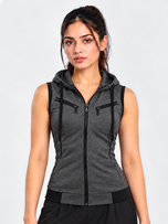 Winter Sleeveless Hooded Zipper For Women