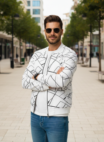 Winter Geo Printed Jacket For Men