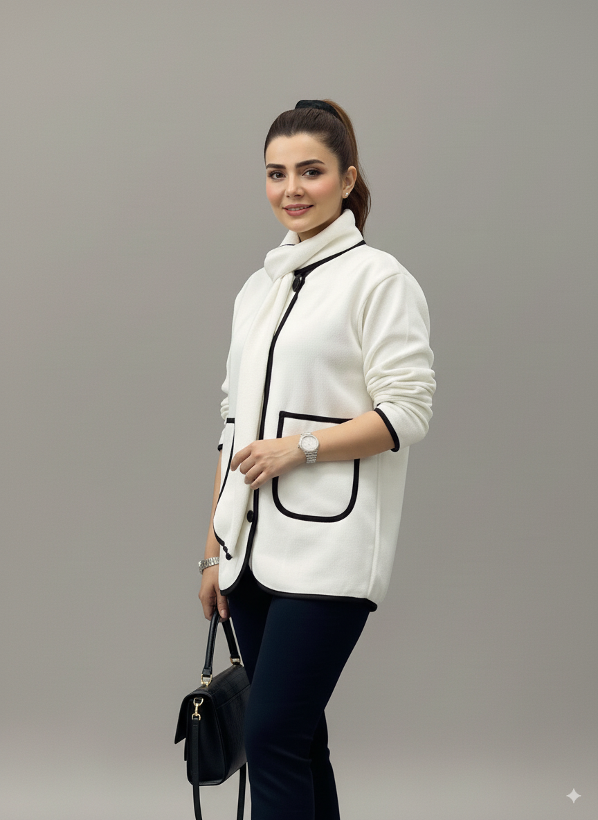 Long Sleeve Winter Trim Coat + Shawl