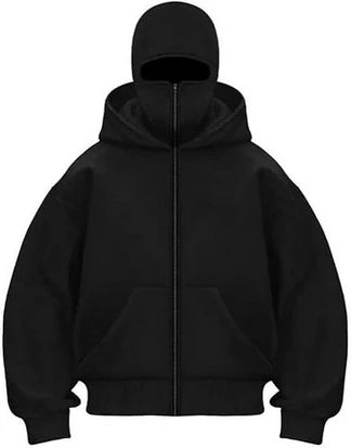 Winter Balaclava Ninja Zipper Hoodie Jacket For Men