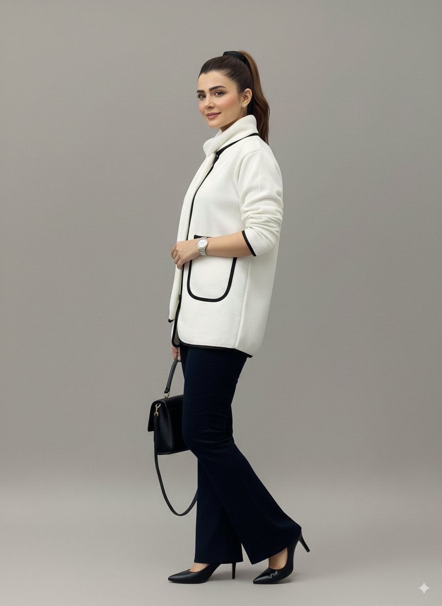 Long Sleeve Winter Trim Coat + Shawl