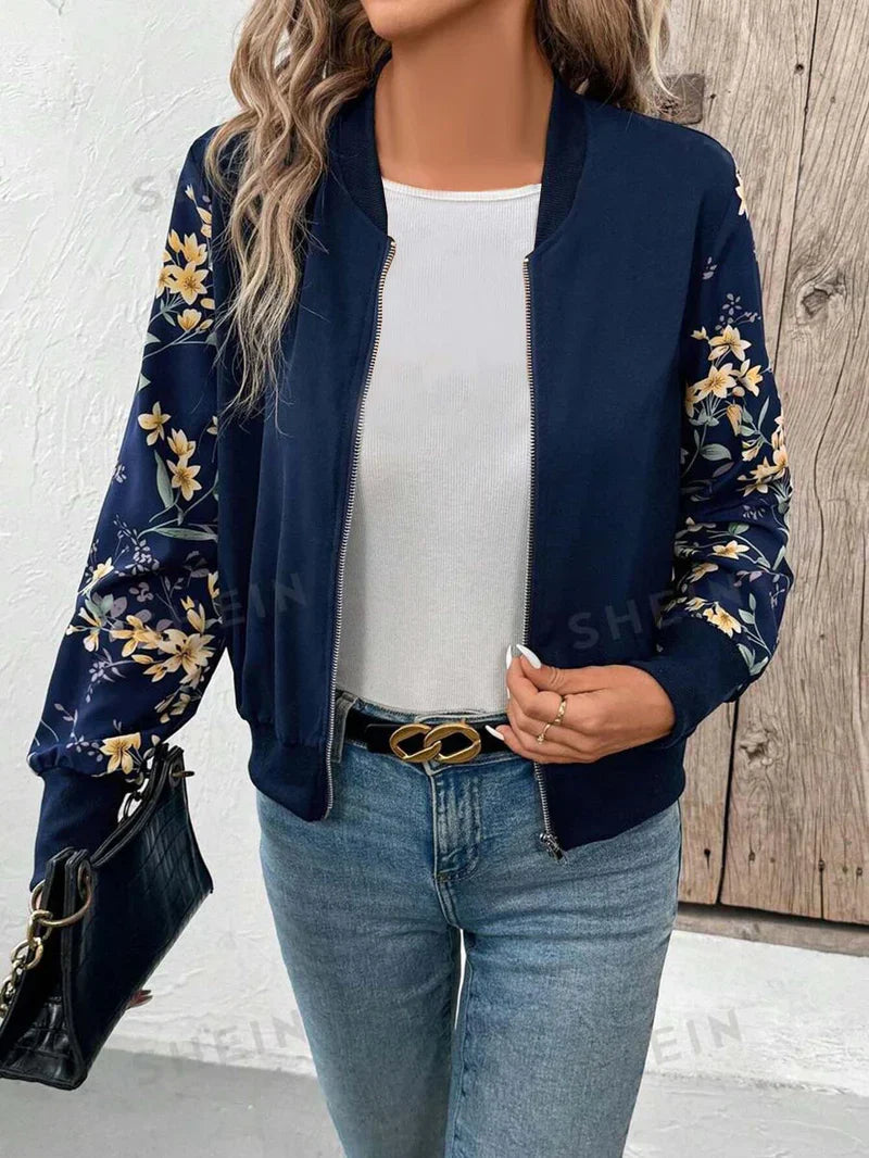 Winter Fleece Floral Printed Jacket For Women