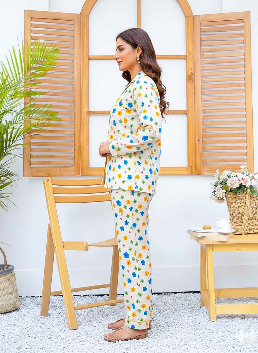 Imported Linen Printed Multi Flower PJ Set-LP26