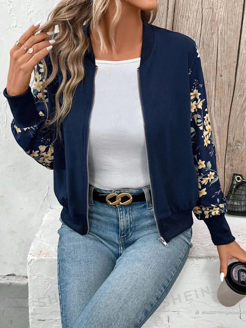 Winter Fleece Floral Printed Jacket For Women