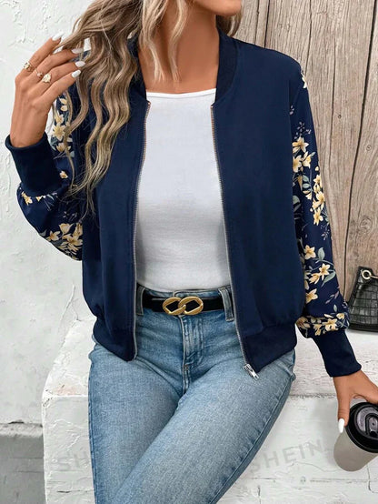 Winter Fleece Floral Printed Jacket For Women