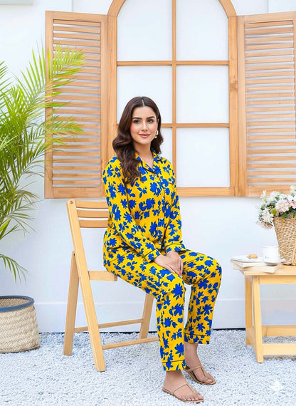 Imported Linen Printed Butterfly Dreams PJ Set-LP2