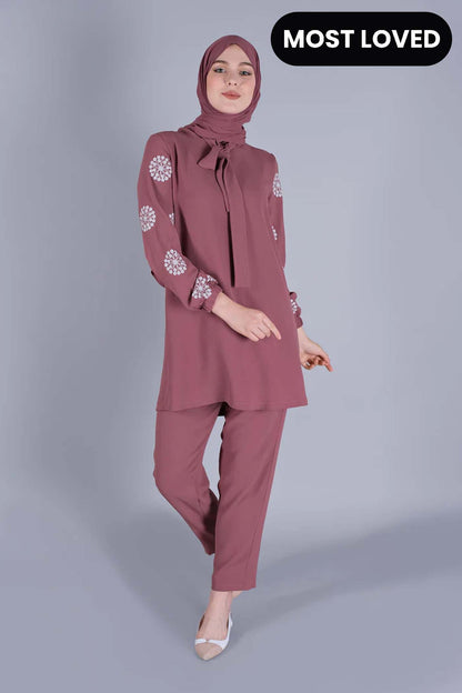 Winter Flower Printed Long Sleeves 2 PCs Co-Ord Set