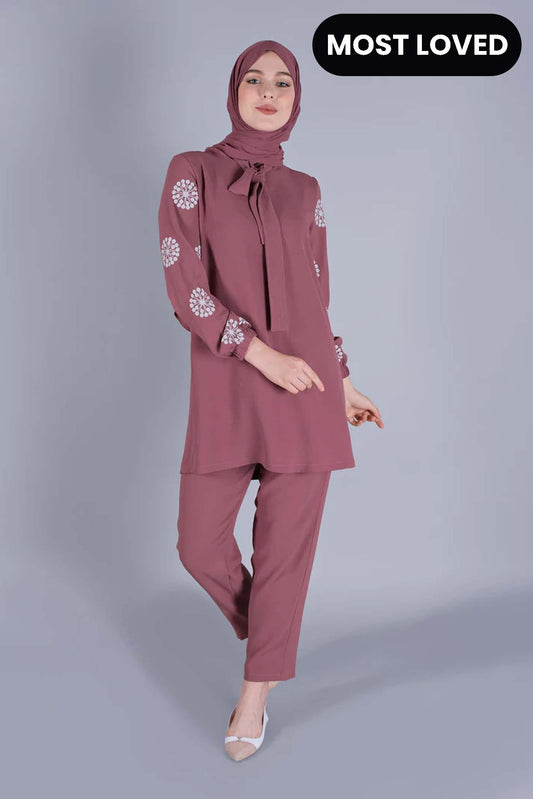 Winter Flower Printed Long Sleeves 2 PCs Co-Ord Set