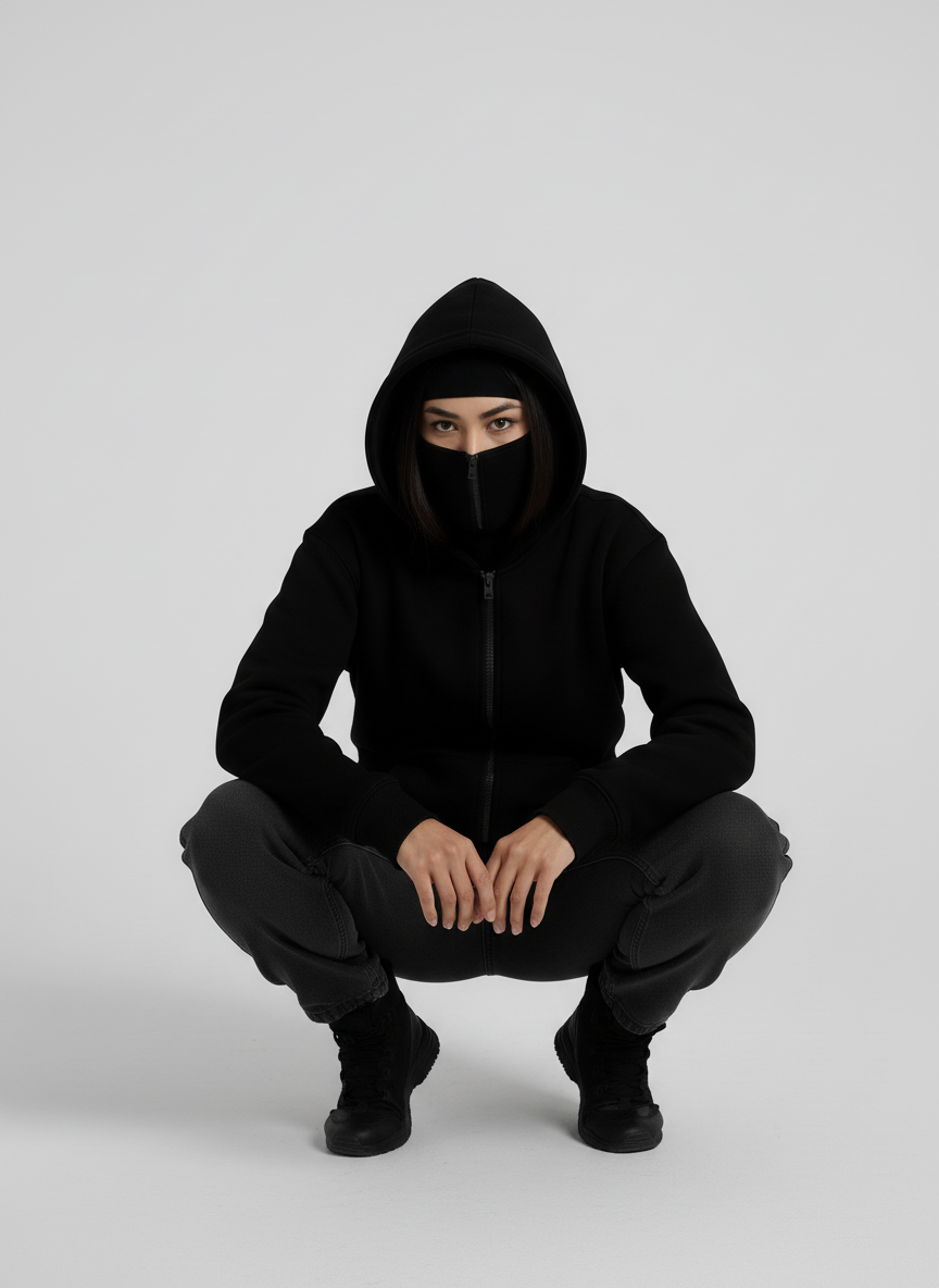 Balaclava Ninja Zipper Hoodie Jacket For Women