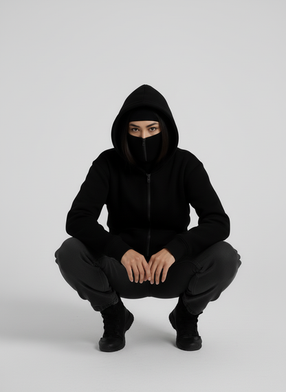 Balaclava Ninja Zipper Hoodie Jacket For Women