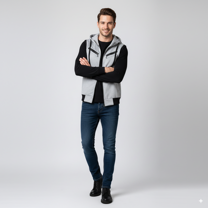 Winter Sleeveless Hooded Zipper For Men