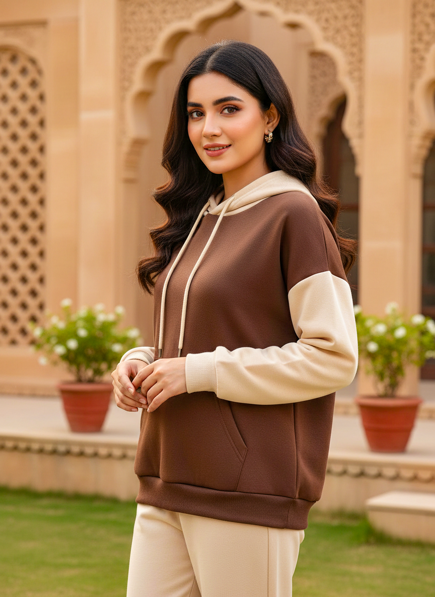 Winter Coffee With Cream Basic Hoodie For Women