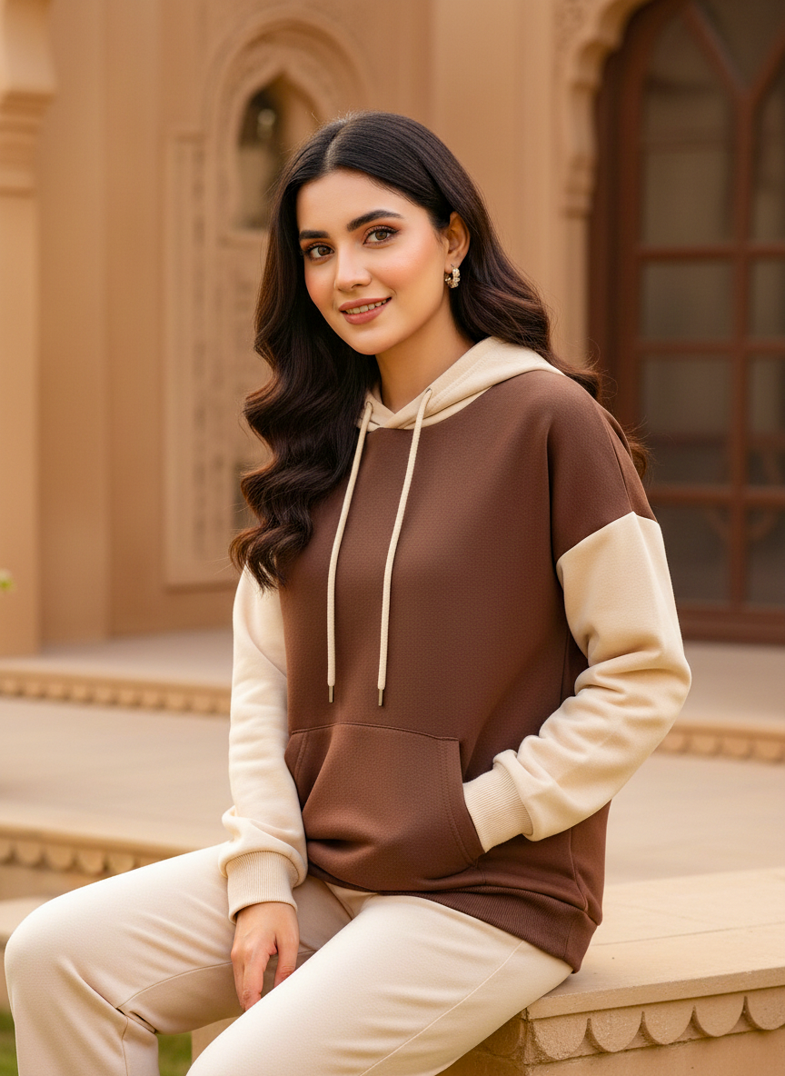 Winter Coffee With Cream Basic Hoodie For Women