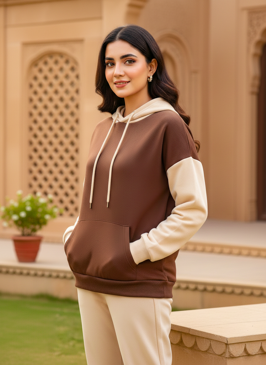 Winter Coffee With Cream Basic Hoodie For Women
