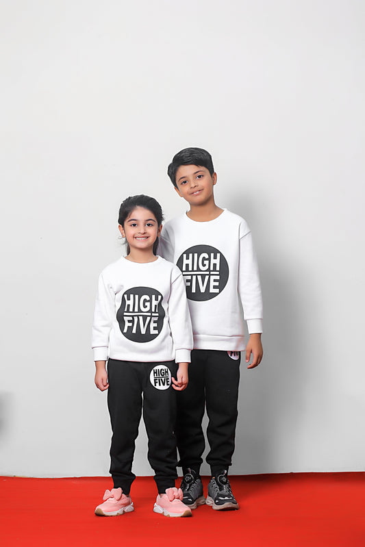 White High Five Printed Kids Winter Suit (Each)