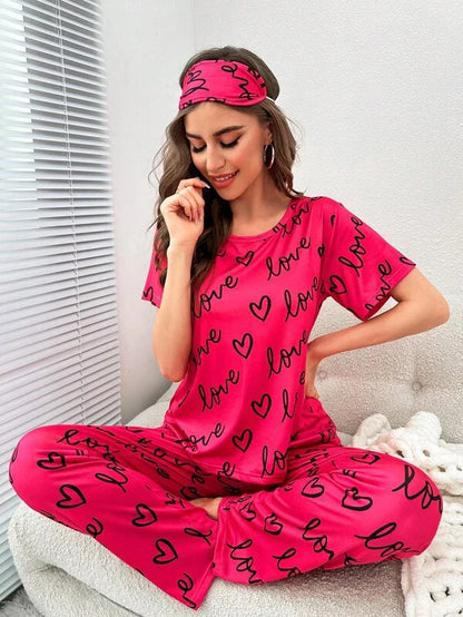 Love Heart Printed Night Suit