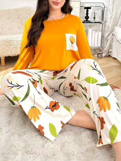 Yellow Flower Pocket Printed Night Suits