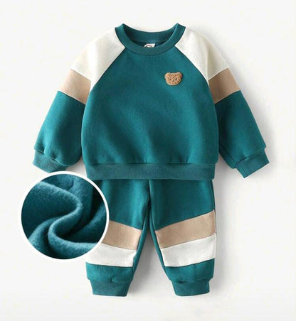 Green Teddy Printed Kids Winter Suit (Each)