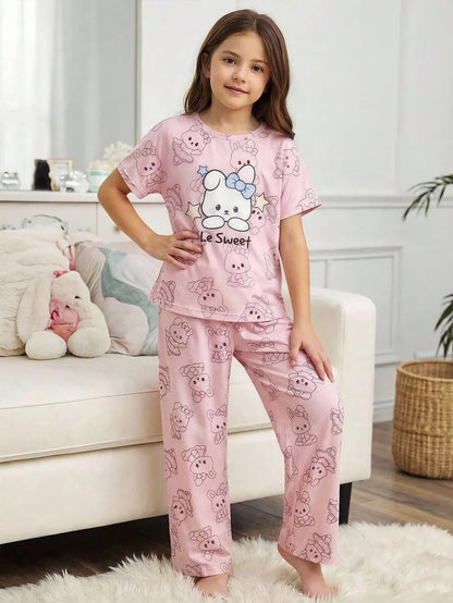 Sweet Bear Half Sleeve Printed Night Suit (7-14 Years)