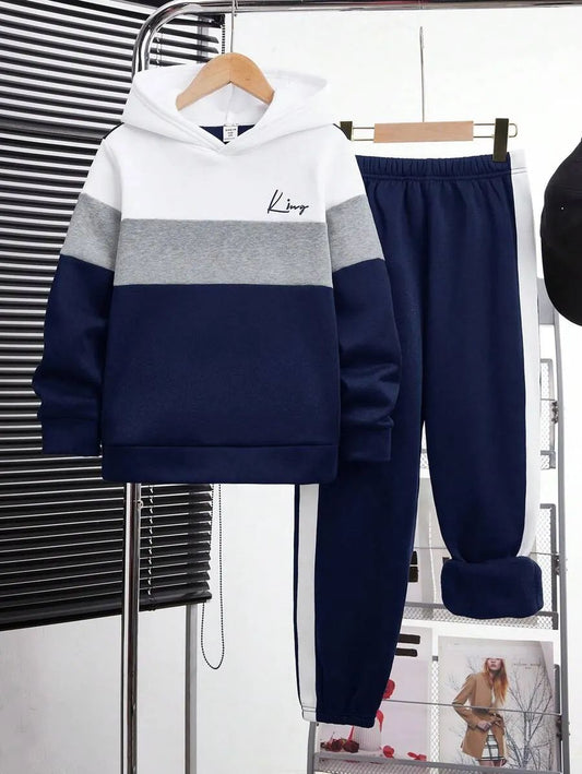 Blue Panel King Printed Kids Winter Suit (7-14 Years)