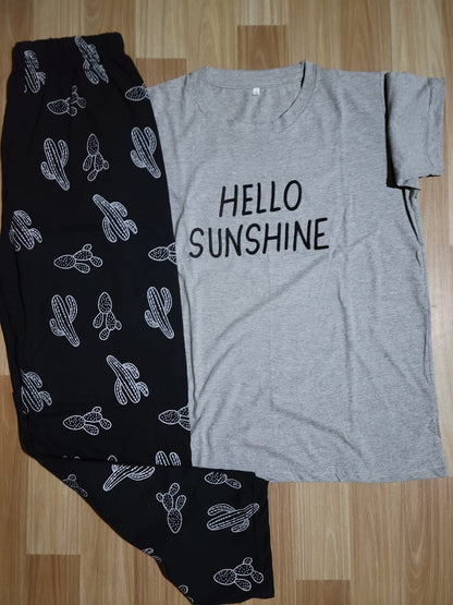 Hello Sunshine Printed Night Suit