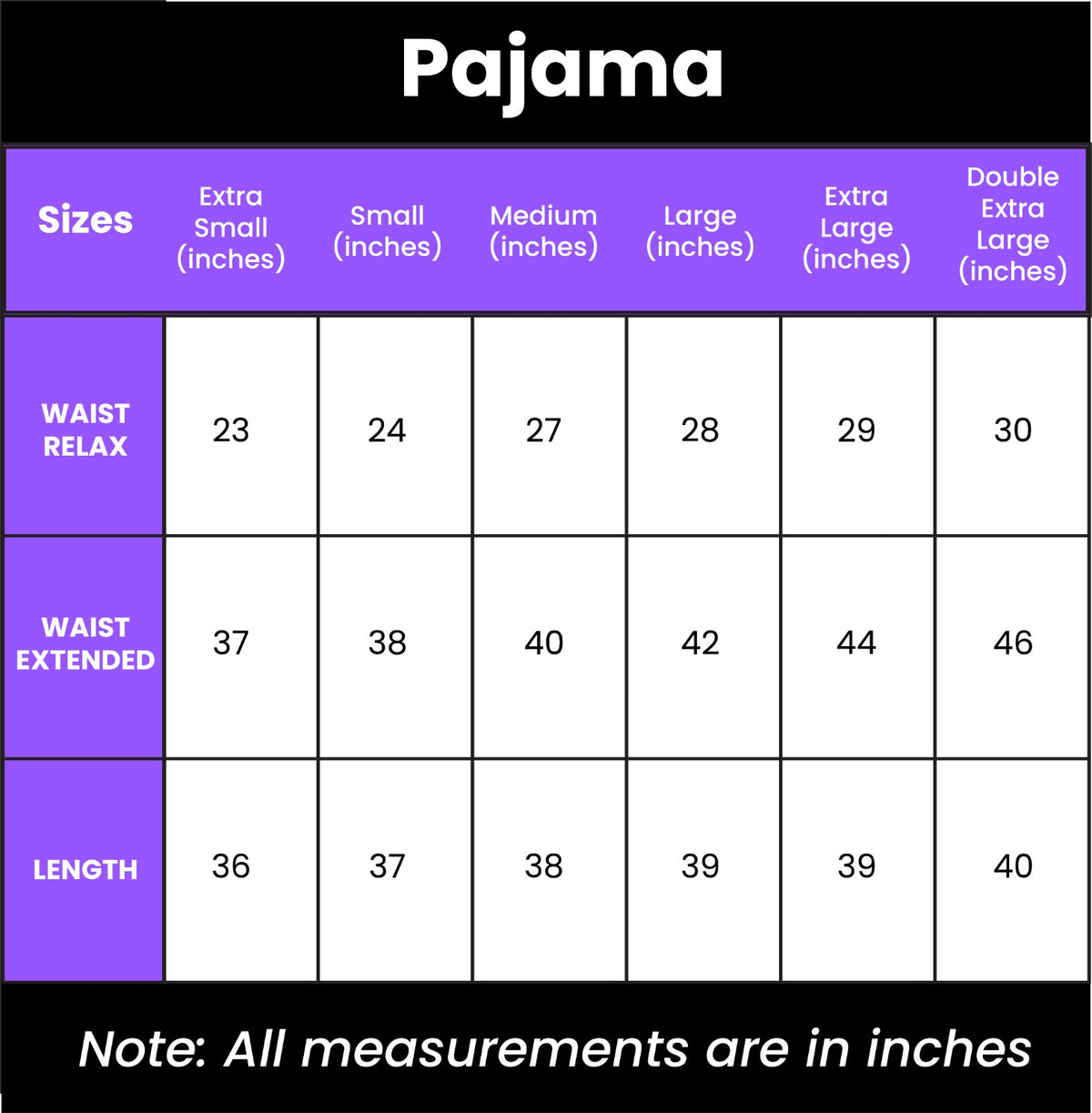 Size chart