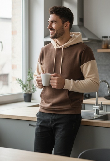 Winter Coffee With Cream Basic Hoodie For Men